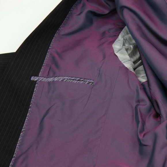 Perry Ellis Mens Two Button Suit Jacket Black Wool Blend Blazer Business 40R New - Picture 11 of 12